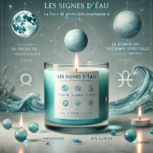 DALL·E 2024-11-13 16.37.06 - A product visual for 'Les Signes d'Eau_ Planètes & Nombres,' inspired by the water signs Cancer, Scorpio, and Pisces along with the planets Moon, Plut